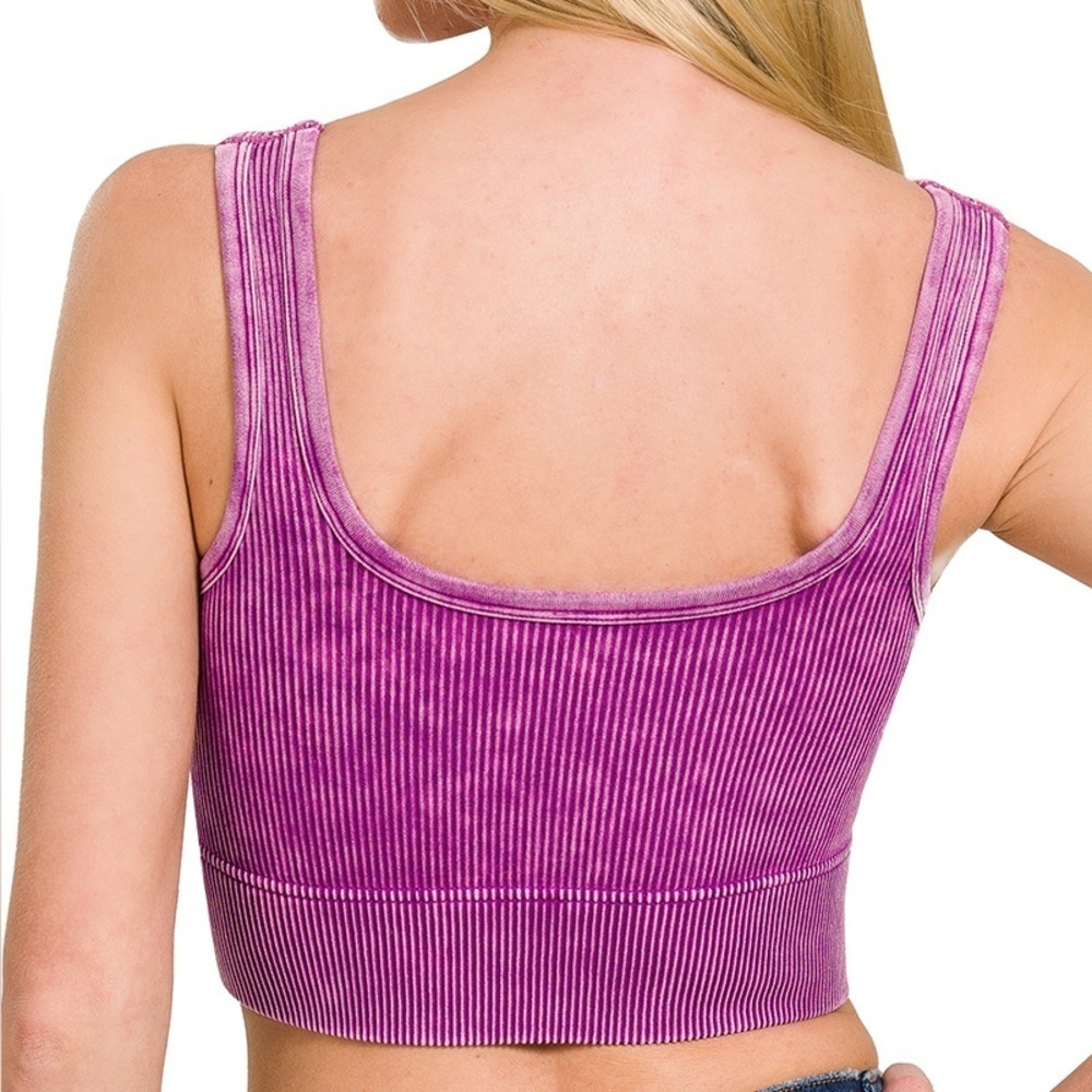 “ Aurora Bralette ” Cropped Ribbed Tank | Various Colors - Picture 7 of 10